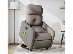 Poltrona elétrica elevatória massagens tecido cinza-acastanhado SHL706332