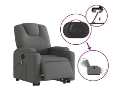 Poltrona elétrica elevatória massagens tecido cinzento-escuro SHL628220