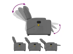 Poltrona elétrica elevatória massagens tecido cinzento-escuro SHL628220