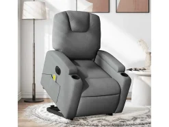 Poltrona elétrica elevatória massagens tecido cinzento-escuro SHL628220