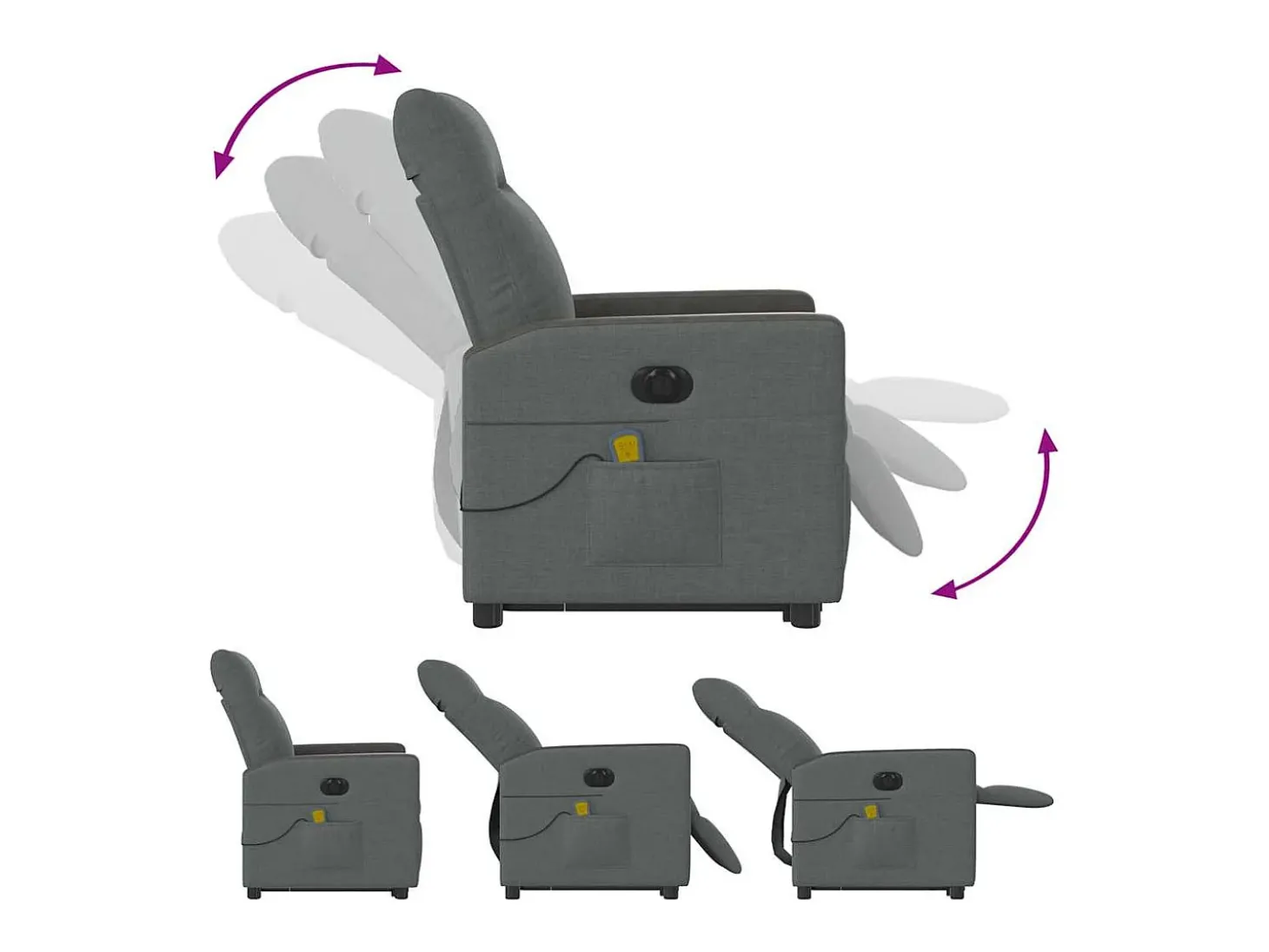 Poltrona elétrica elevatória massagens tecido cinzento-escuro SHL239991