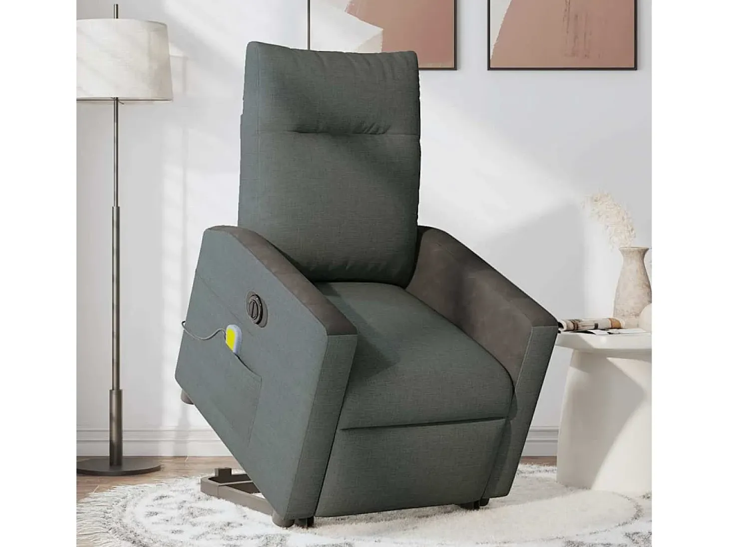 Poltrona elétrica elevatória massagens tecido cinzento-escuro SHL239991