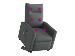Poltrona elétrica elevatória massagens tecido cinzento-escuro SHL239991