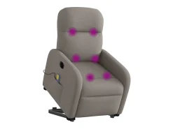 Poltrona elétrica elevatória massagens tecido cinza-acastanhado SHL400369