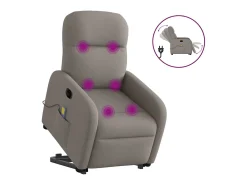 Poltrona elétrica elevatória massagens tecido cinza-acastanhado SHL400369