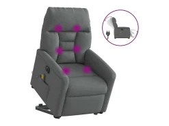 Poltrona elétrica elevatória massagens tecido cinzento-escuro SHL247448