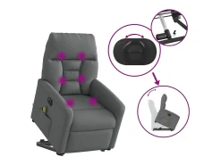 Poltrona elétrica elevatória massagens tecido cinzento-escuro SHL247448