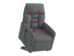 Poltrona elétrica elevatória massagens tecido cinzento-escuro SHL247448