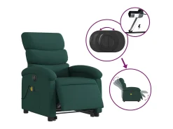 Poltrona elétrica elevatória massagens tecido verde-escuro SHL686473