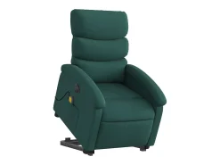 Poltrona elétrica elevatória massagens tecido verde-escuro SHL686473