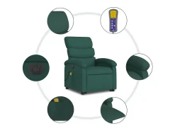 Poltrona elétrica elevatória massagens tecido verde-escuro SHL686473