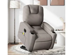 Poltrona elétrica elevatória massagens tecido cinza-acastanhado SHL624390