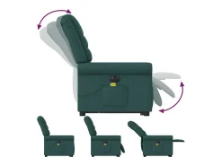 Poltrona elétrica elevatória massagens tecido verde-escuro SHL944228