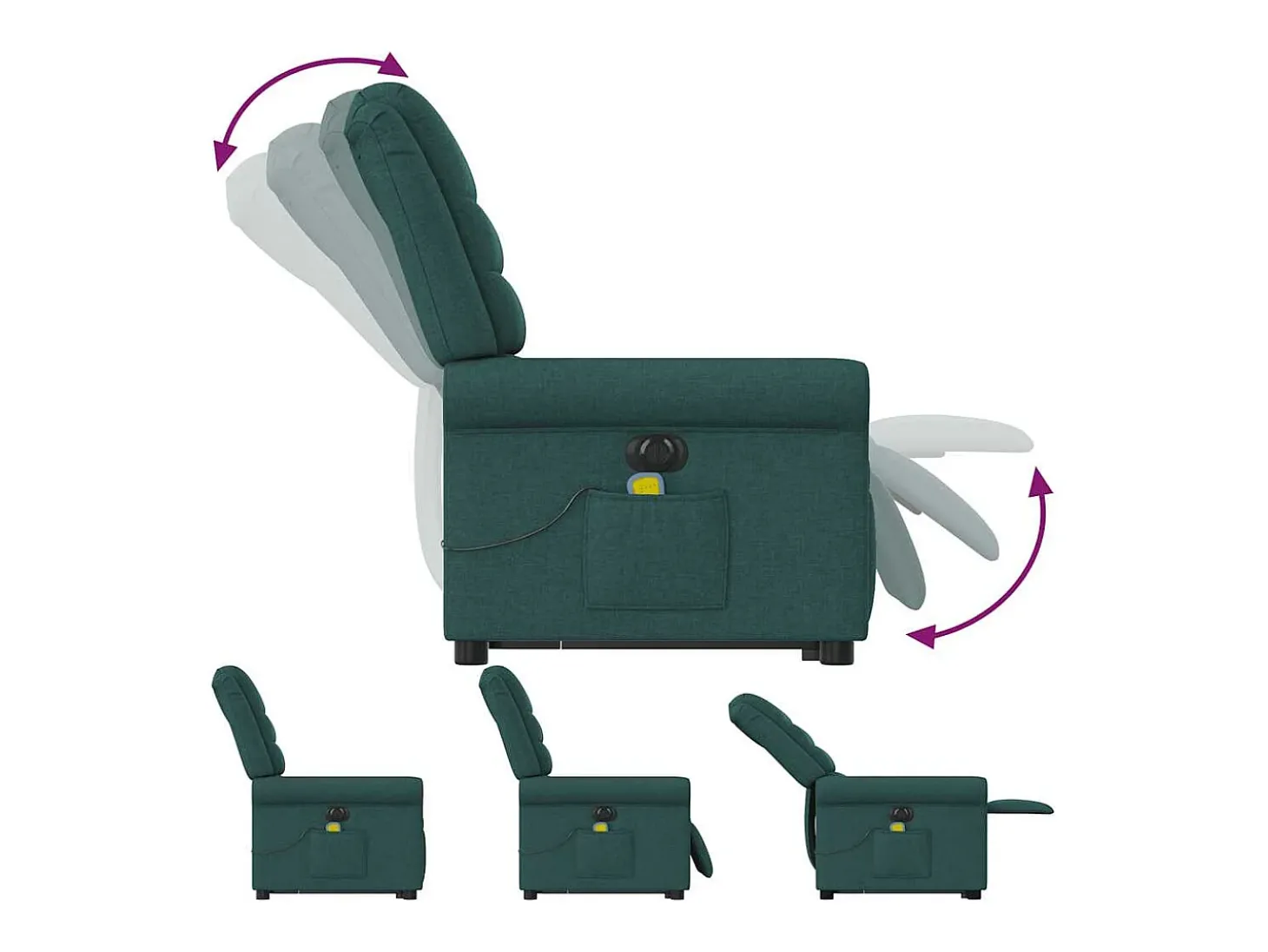 Poltrona elétrica elevatória massagens tecido verde-escuro SHL944228