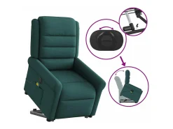 Poltrona elétrica elevatória massagens tecido verde-escuro SHL944228