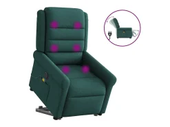 Poltrona elétrica elevatória massagens tecido verde-escuro SHL944228