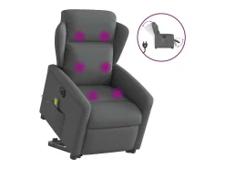 Poltrona elétrica elevatória massagens tecido cinzento-escuro SHL38968