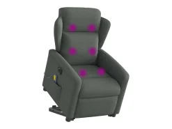 Poltrona elétrica elevatória massagens tecido cinzento-escuro SHL38968