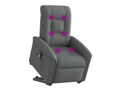Poltrona elétrica elevatória massagens tecido cinzento-escuro SHL807448