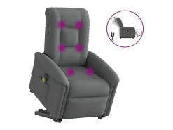 Poltrona elétrica elevatória massagens tecido cinzento-escuro SHL807448