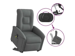 Poltrona elétrica elevatória massagens tecido cinzento-escuro SHL807448