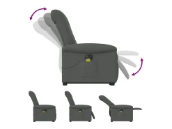 Poltrona elétrica elevatória massagens tecido cinzento-escuro SHL807448