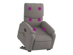 Poltrona elétrica elevatória massagens tecido cinza-acastanhado SHL694904
