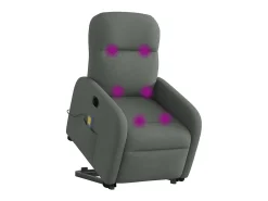 Poltrona elétrica elevatória massagens tecido cinzento-escuro SHL907029