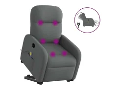 Poltrona elétrica elevatória massagens tecido cinzento-escuro SHL907029