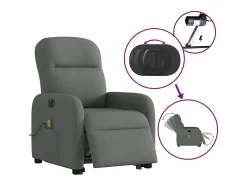 Poltrona elétrica elevatória massagens tecido cinzento-escuro SHL907029