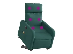 Poltrona elétrica elevatória massagens tecido verde-escuro SHL633421