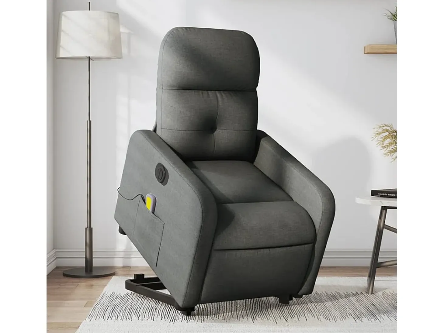 Poltrona elétrica elevatória massagens tecido cinzento-escuro SHL706744