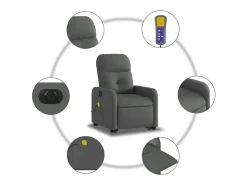 Poltrona elétrica elevatória massagens tecido cinzento-escuro SHL706744