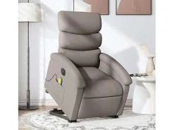 Poltrona elétrica elevatória massagens tecido cinza-acastanhado SHL106098