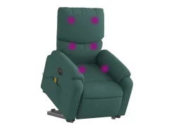 Poltrona elétrica elevatória massagens tecido verde-escuro SHL871055
