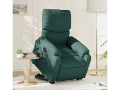 Poltrona elétrica elevatória massagens tecido verde-escuro SHL871055