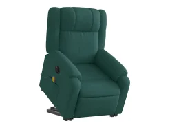 Poltrona elétrica elevatória massagens tecido verde-escuro SHL399391