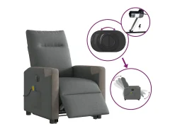Poltrona elétrica elevatória massagens tecido cinzento-escuro SHL593971