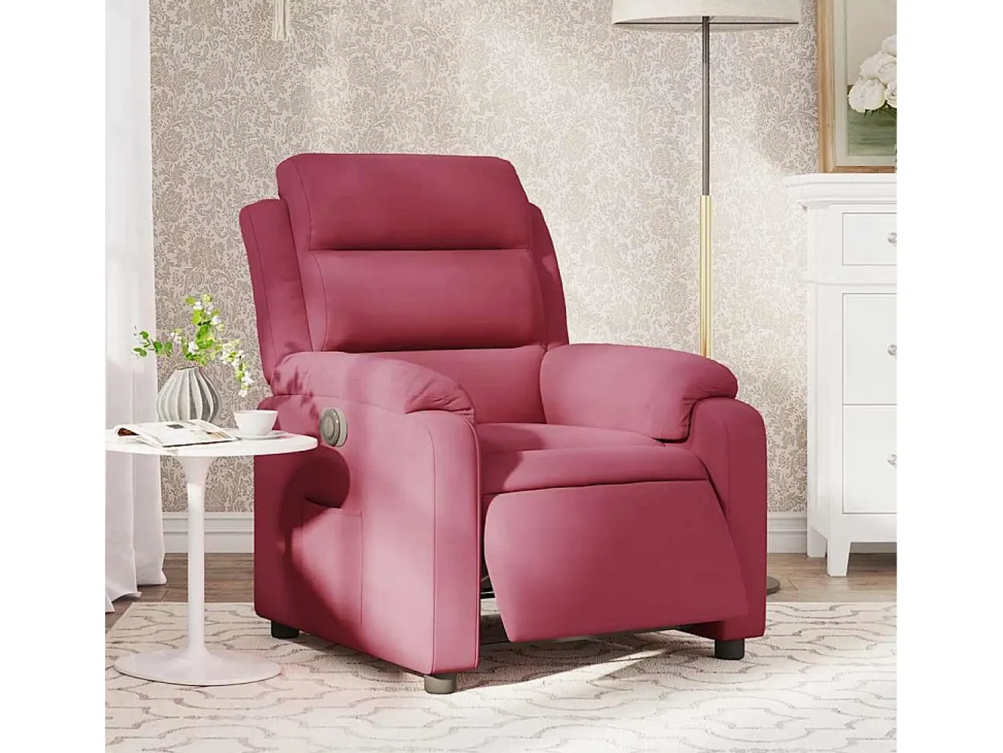 Poltrona elétrica reclinável veludo vermelho tinto SHL433240