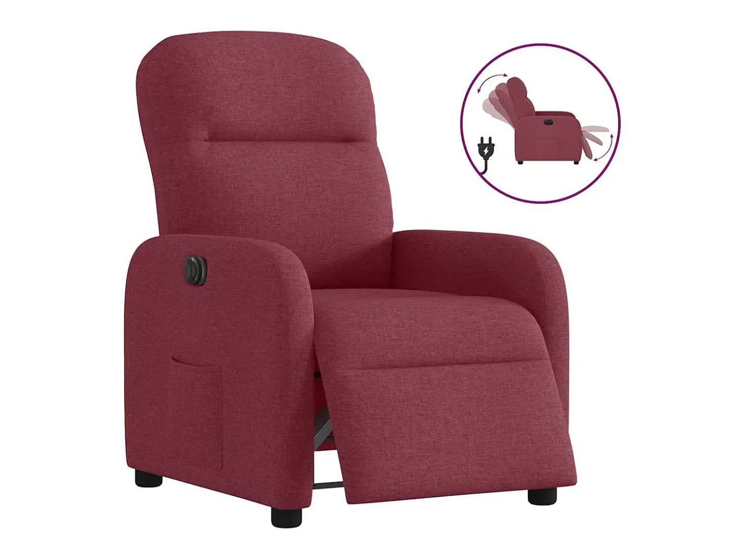 Poltrona elétrica reclinável tecido vermelho tinto SHL809307