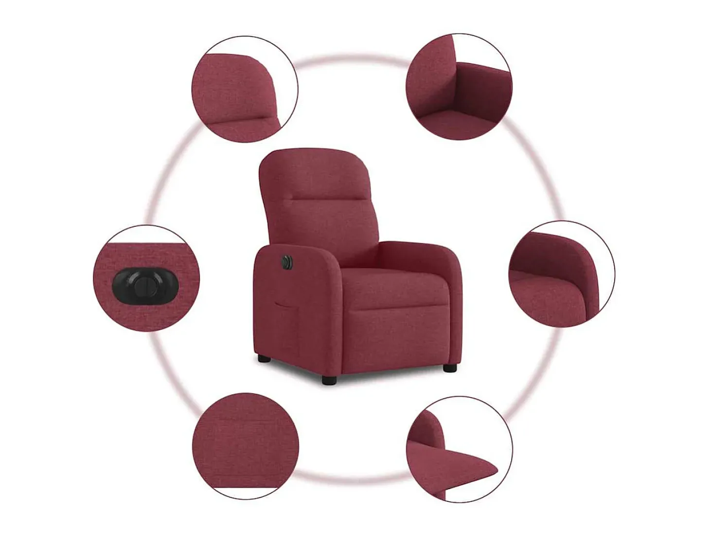 Poltrona elétrica reclinável tecido vermelho tinto SHL809307