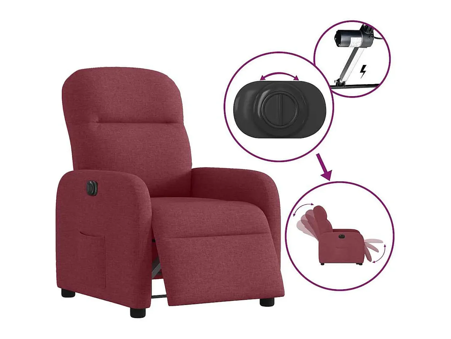 Poltrona elétrica reclinável tecido vermelho tinto SHL809307