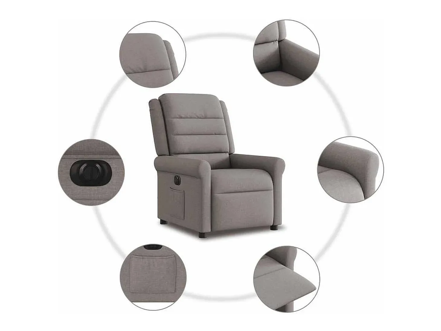 Poltrona elétrica reclinável tecido cinzento-acastanhado SHL965458