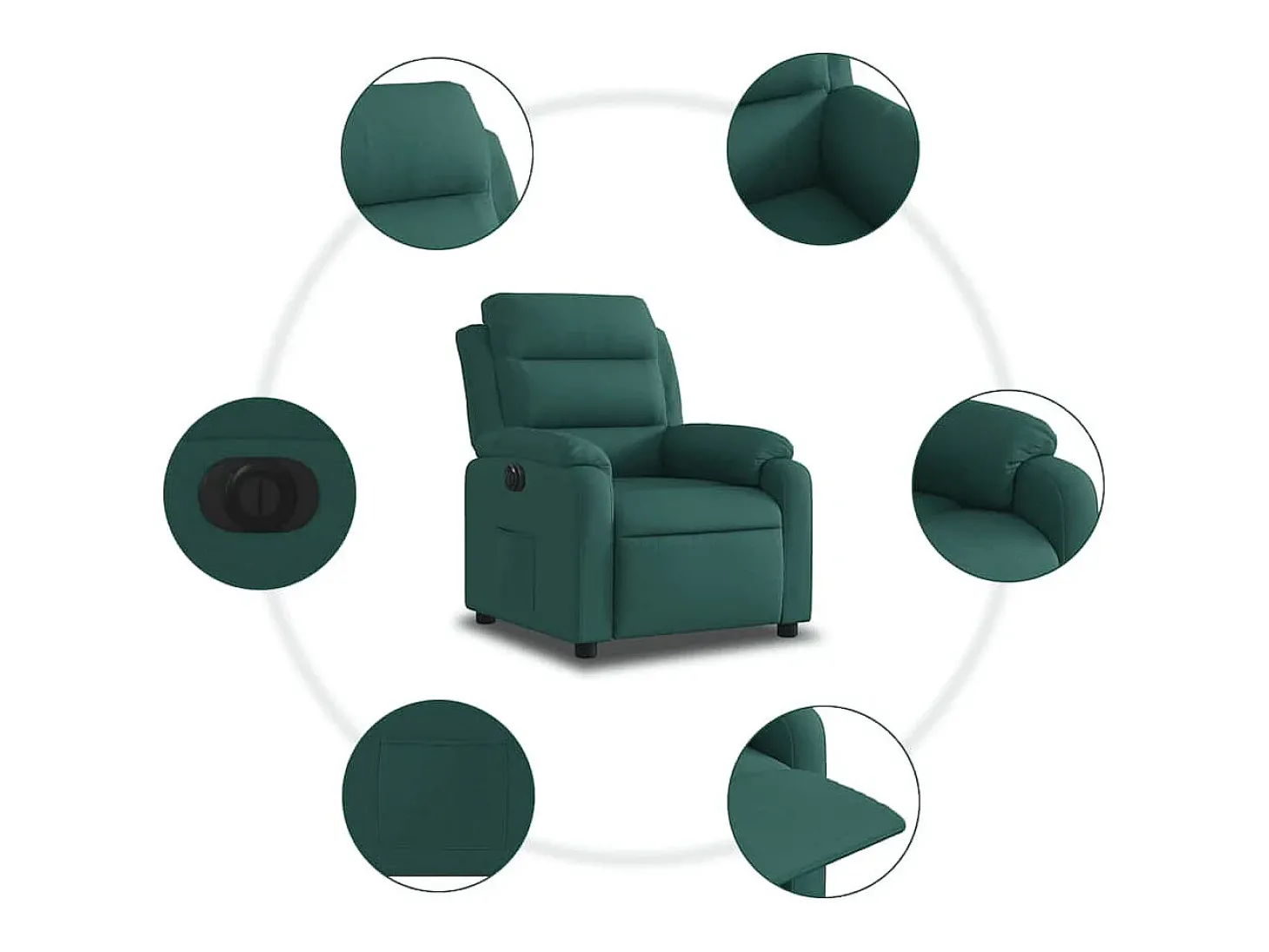 Poltrona elétrica reclinável tecido verde-escuro SHL687987