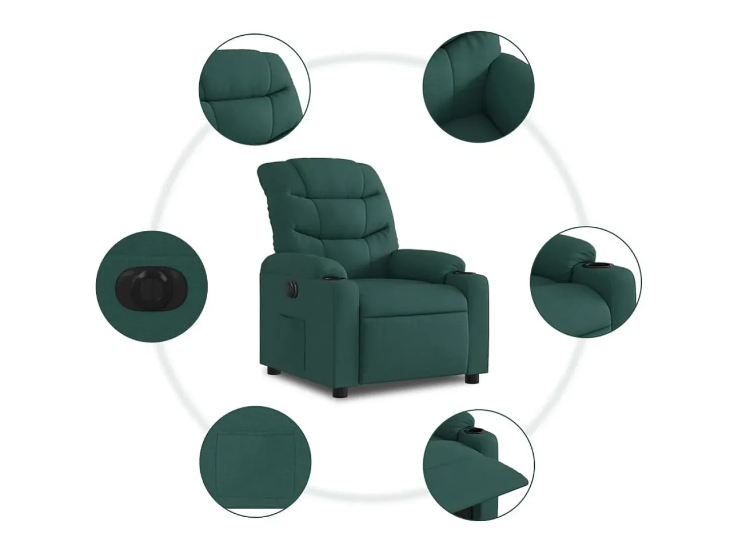Poltrona elétrica reclinável tecido verde-escuro SHL208317