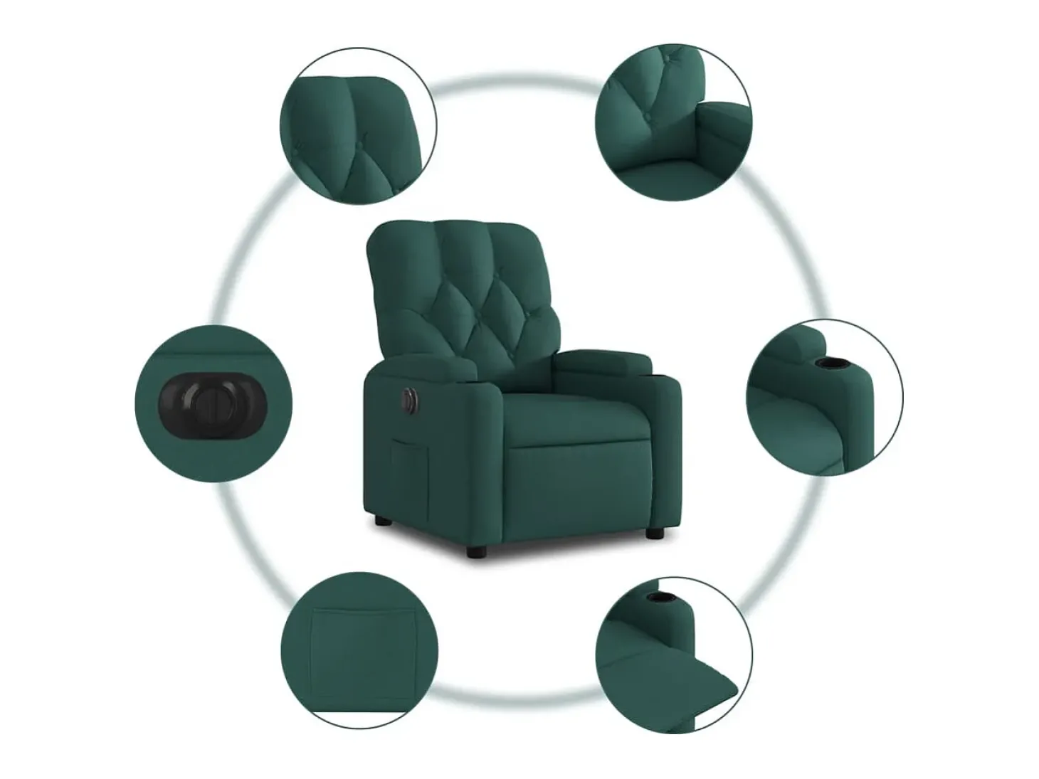 Poltrona elétrica reclinável tecido verde-escuro SHL338060