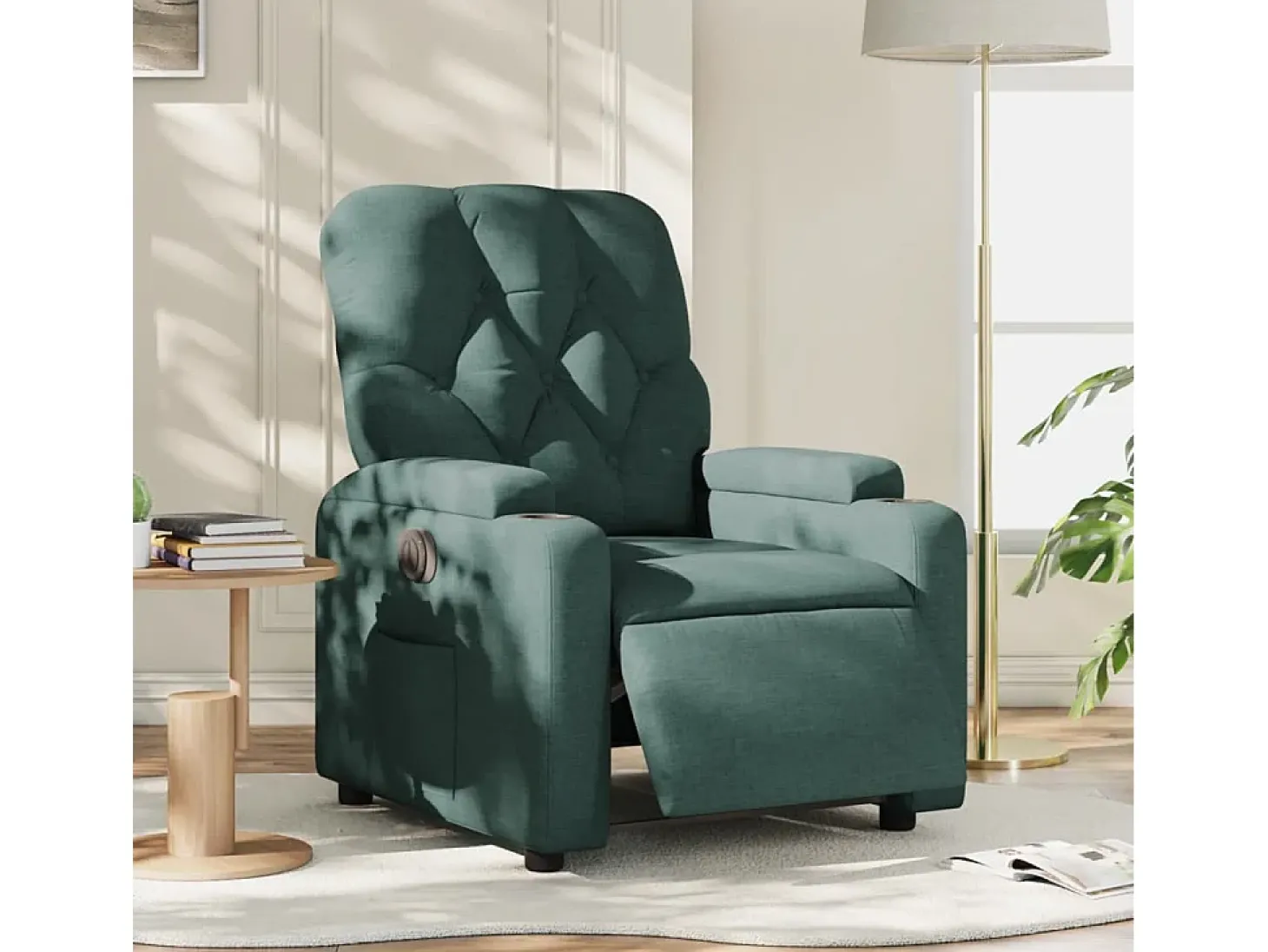 Poltrona elétrica reclinável tecido verde-escuro SHL338060