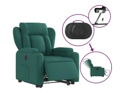 Poltrona elétrica reclinável/elevatória tecido verde-escuro SHL457378