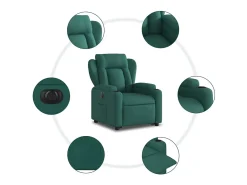 Poltrona elétrica reclinável/elevatória tecido verde-escuro SHL457378