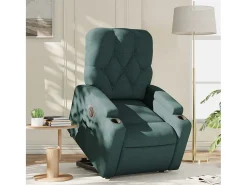 Poltrona elétrica reclinável/elevatória tecido verde-escuro SHL724498